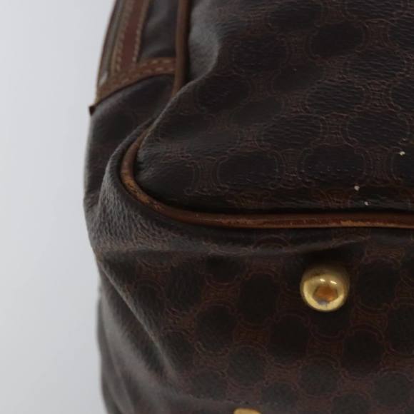 CELINE Macadam Canvas Hand Bag PVC Leather 2way Brown Gold Auth bs18774 - Picture 9 of 16